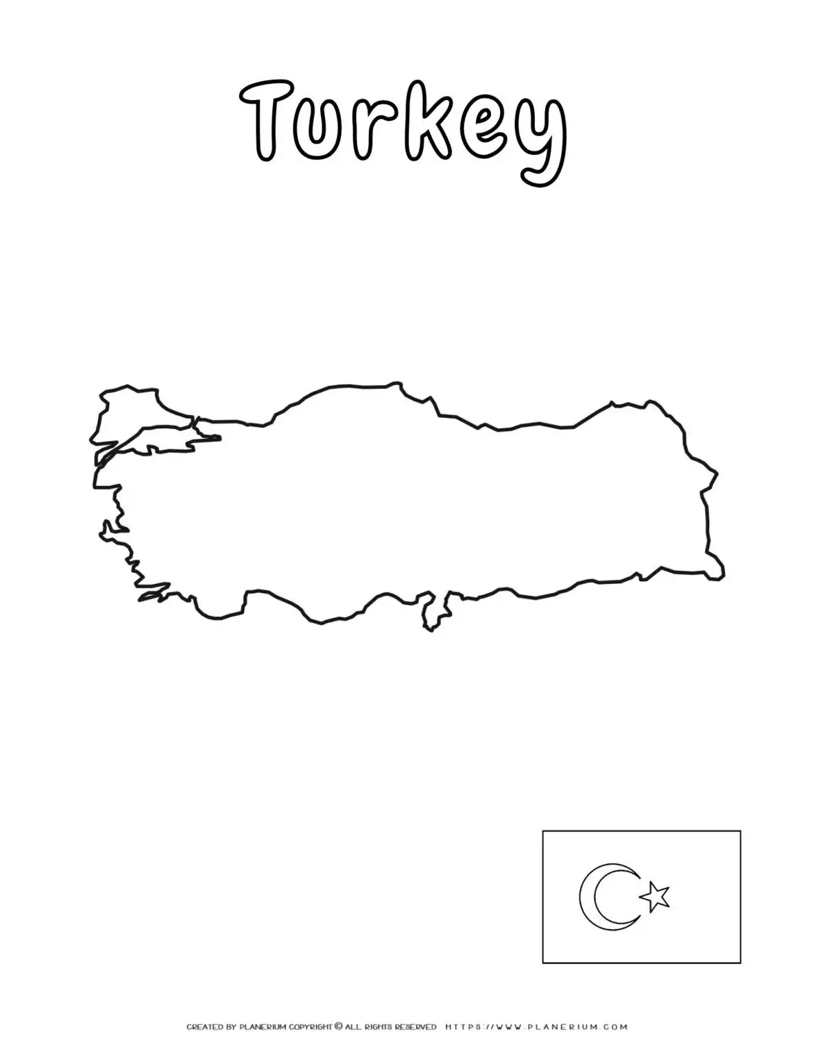 Outline map and flag of Turkey