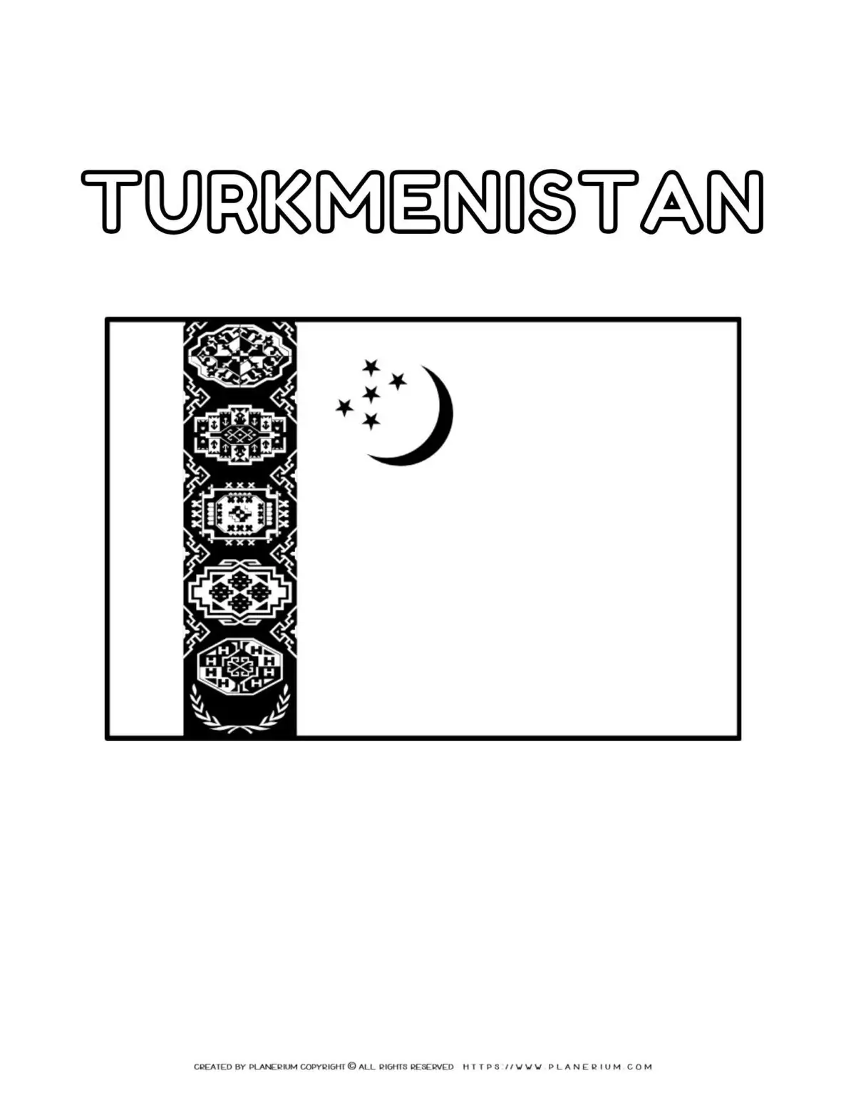 Turkmenistan flag outline coloring page