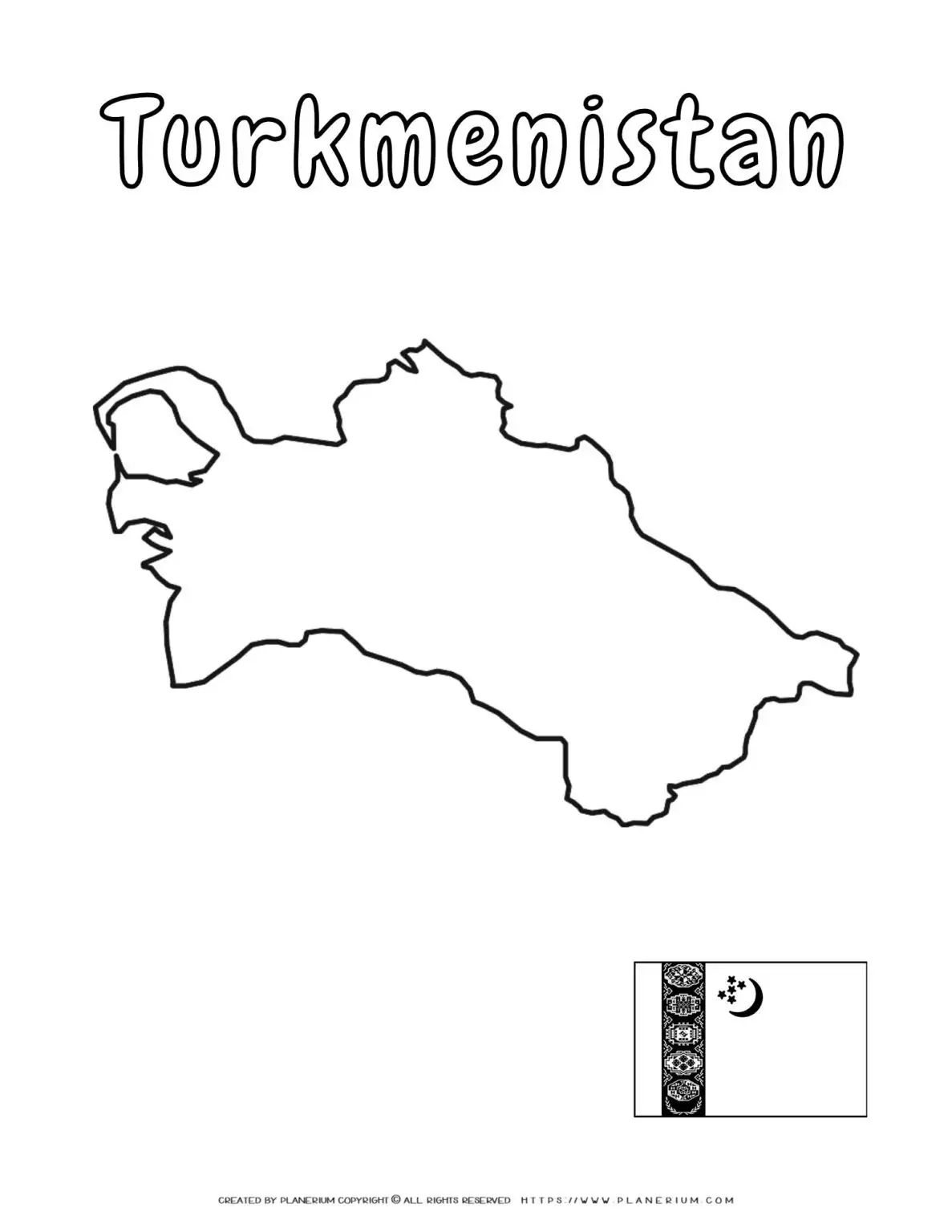 Map outline of Turkmenistan.