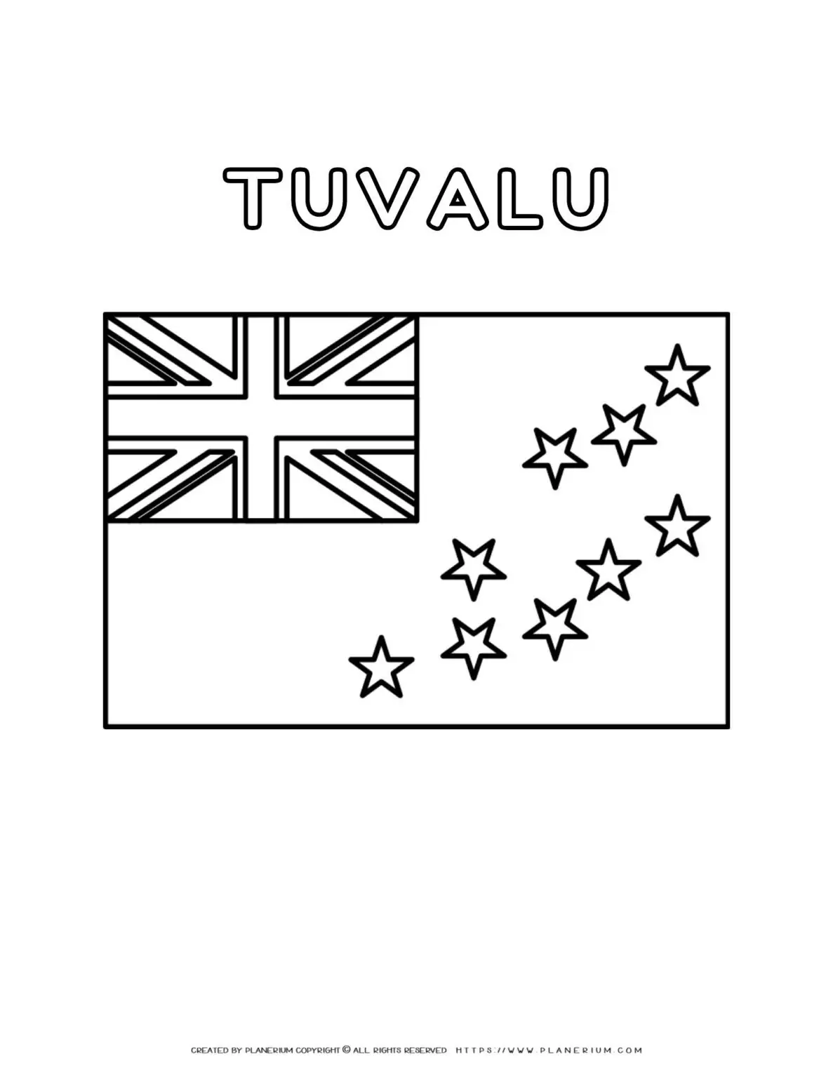 Outline of Tuvalu flag for coloring.