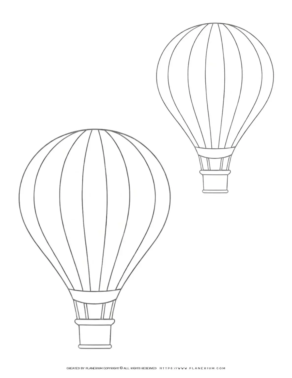 Two hot air balloons coloring page