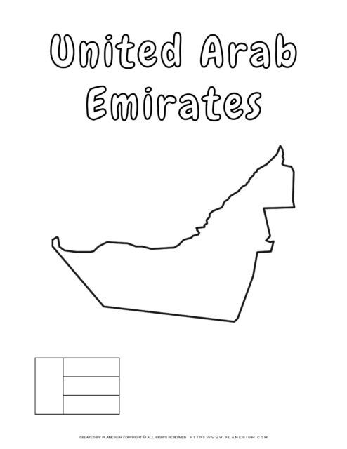 Coloring Page of United Arab Emirates Map | Fun and Educational Activity