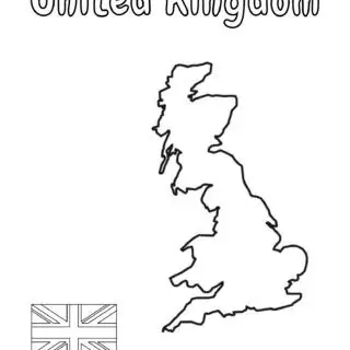 Outline map of United Kingdom with flag