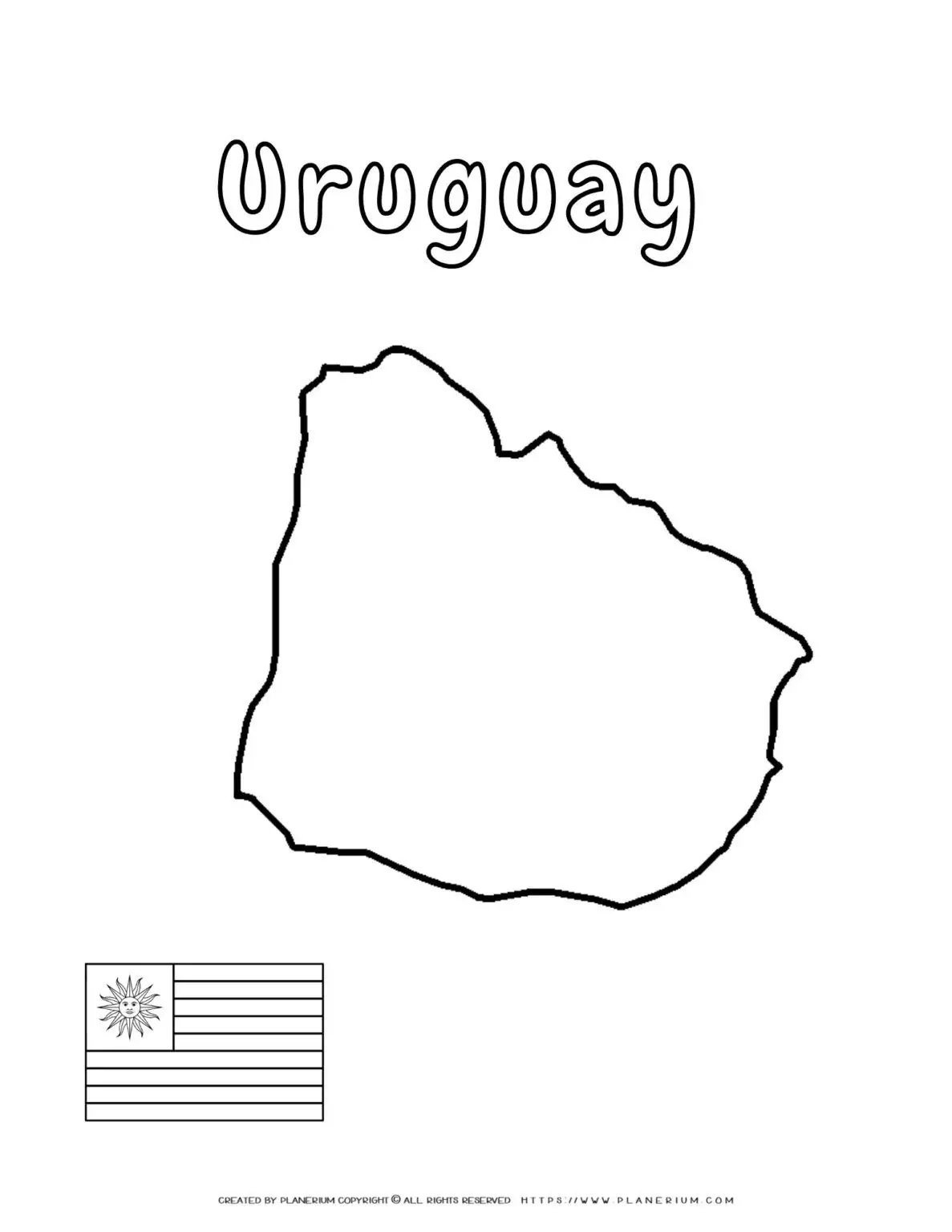 Uruguay outline with flag