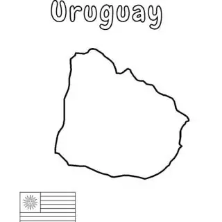 Uruguay outline with flag