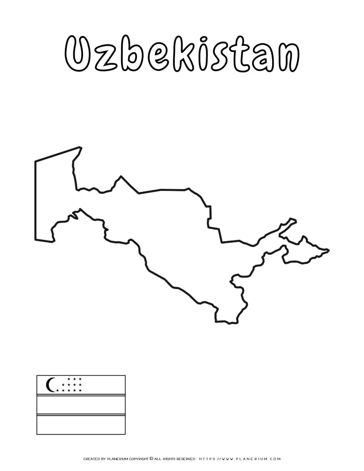 Map outline and flag of Uzbekistan