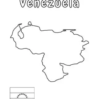 Outline map of Venezuela with flag.