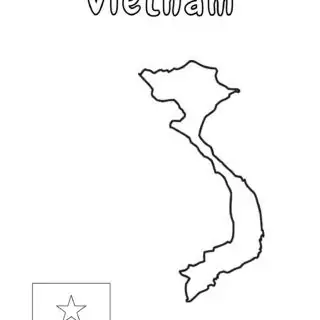 Vietnam map outline and flag