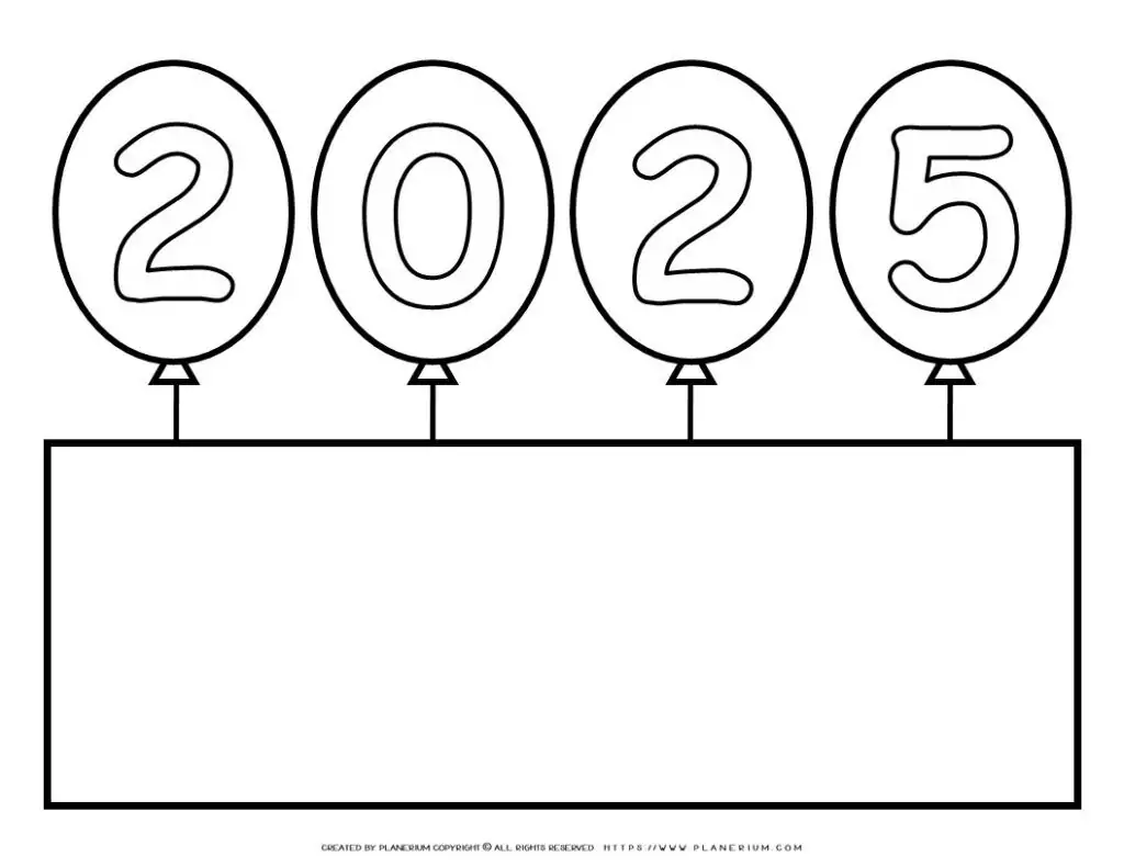 2025 balloons outline on display