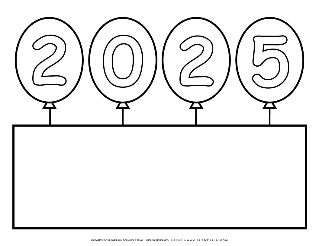 2025 balloons outline on display