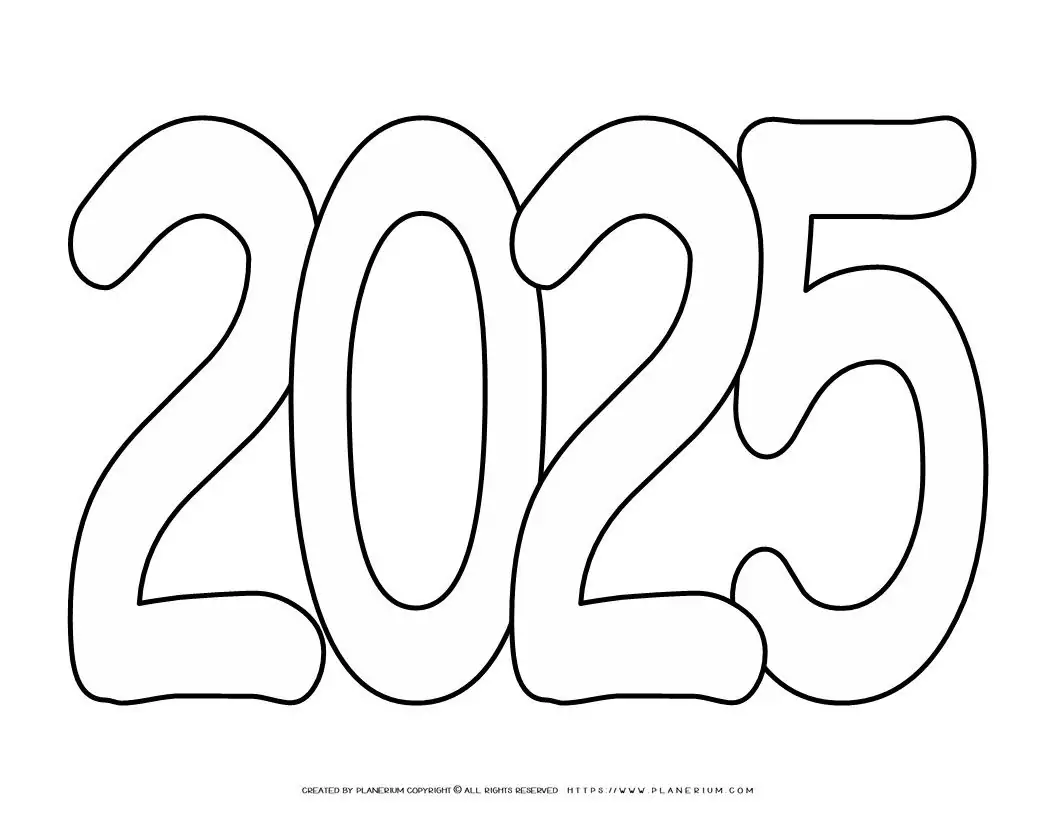 Black and white outline of the number 2025