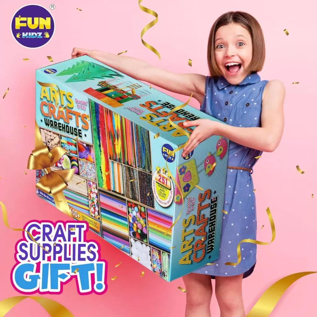 Three-layer arts and crafts supply chest for classrooms featuring 1600 essential items, ideal for organized, colorful crafting projects.