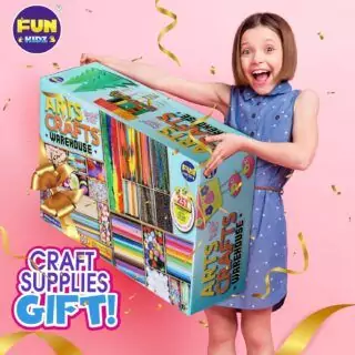 Three-layer arts and crafts supply chest for classrooms featuring 1600 essential items, ideal for organized, colorful crafting projects.