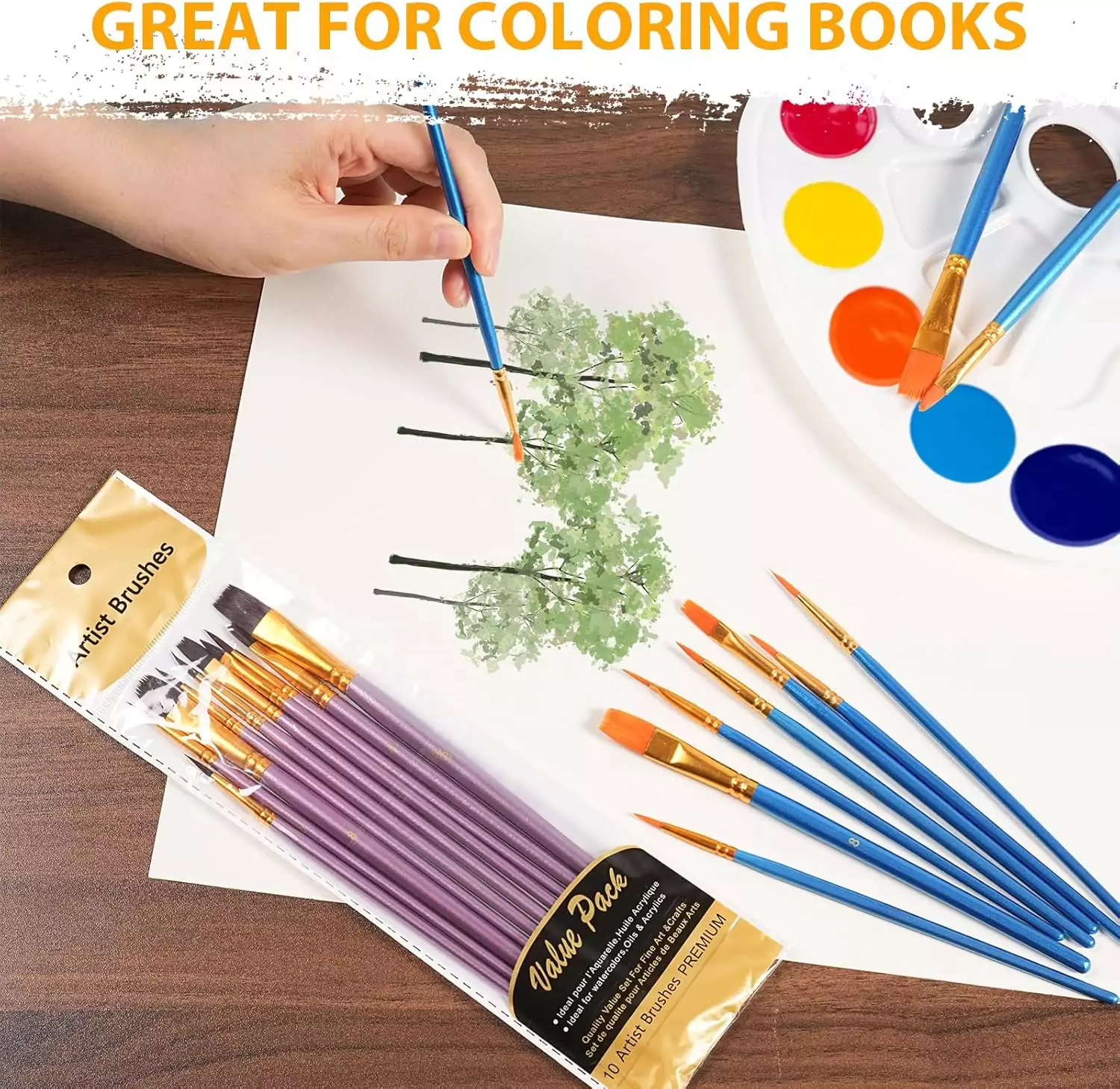 Classroom Craft Kit: 72 pieces featuring 60 paint brushes and 12 palettes for kids and adults, perfect for creative art projects and art workshops.