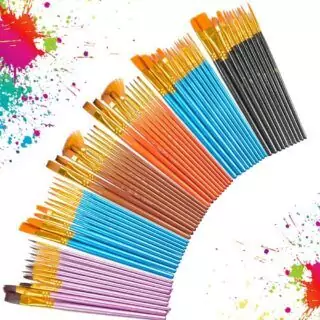 Classroom Craft Supplies Kit: 72 Pieces with 60 Paint Brushes and 12 Palettes for Kids and Adults, Ideal for Art Projects and Creative Learning.