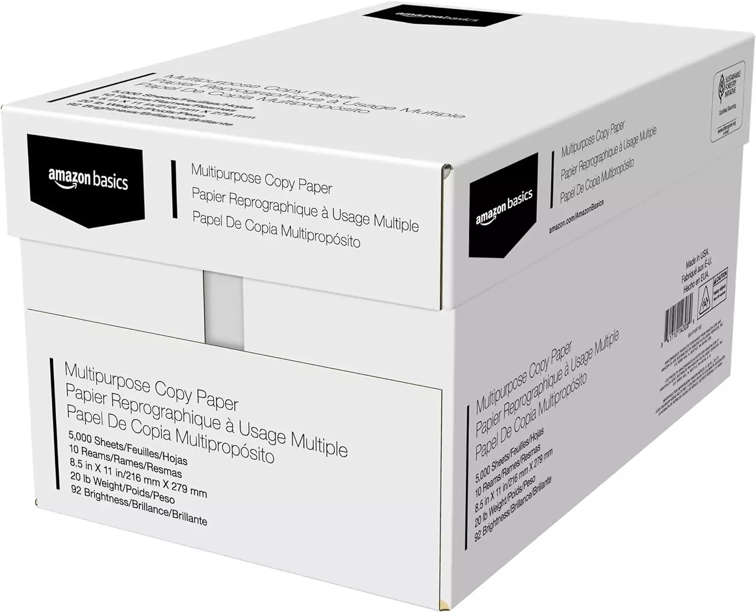 High-quality Amazon Basics copier paper designed for printers, providing excellent print clarity and smooth operation for all your printing needs.