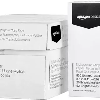 Amazon Basics premium copier paper for printers, ideal for high-quality printing needs, offering reliability and exceptional performance.