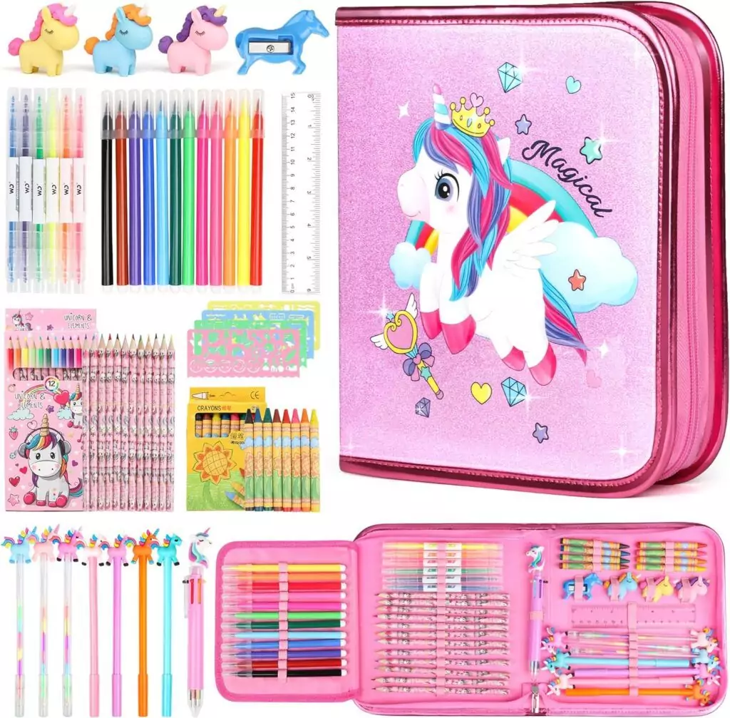 Enhance your homeschool art projects with Beefunni's 56pcs Unicorn Fruit Scented Markers. This vibrant collection is perfect for creative learning.