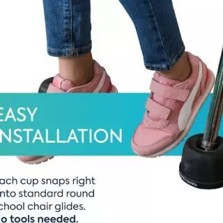 Enhance classroom engagement with the Bouncyband Wobble Feet Conversion Kit for chairs, designed to promote active sitting and improve focus.