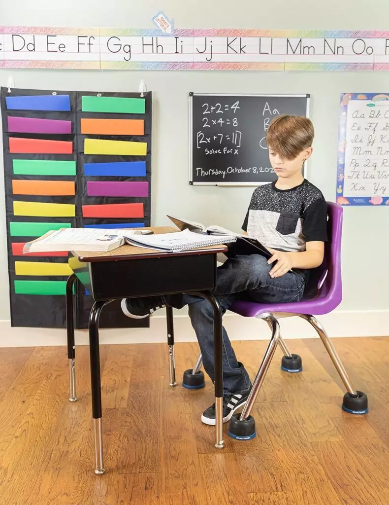 Boost student engagement and focus with the Bouncyband Wobble Feet chair converter, designed for a fun and dynamic learning environment.