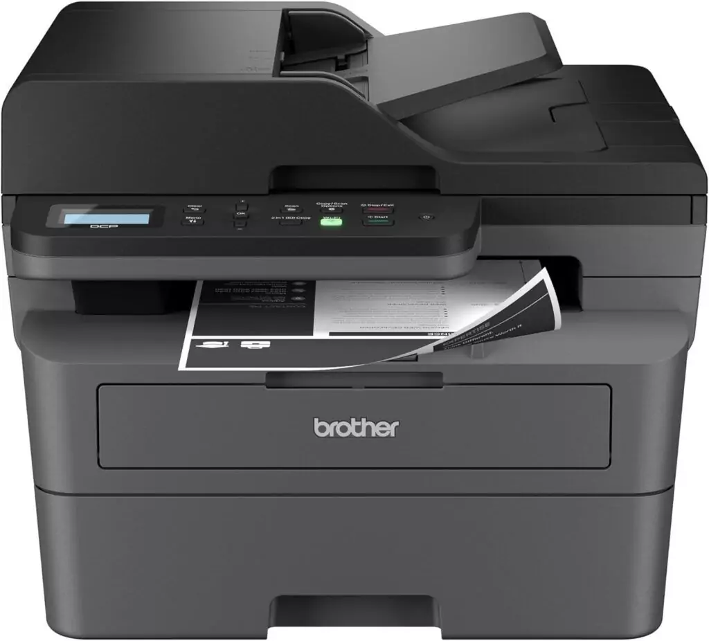 Brother DCP-L2640DW: A compact, wireless mono laser printer perfect for educators. Ideal for printing, copying, and scanning in classroom settings.
