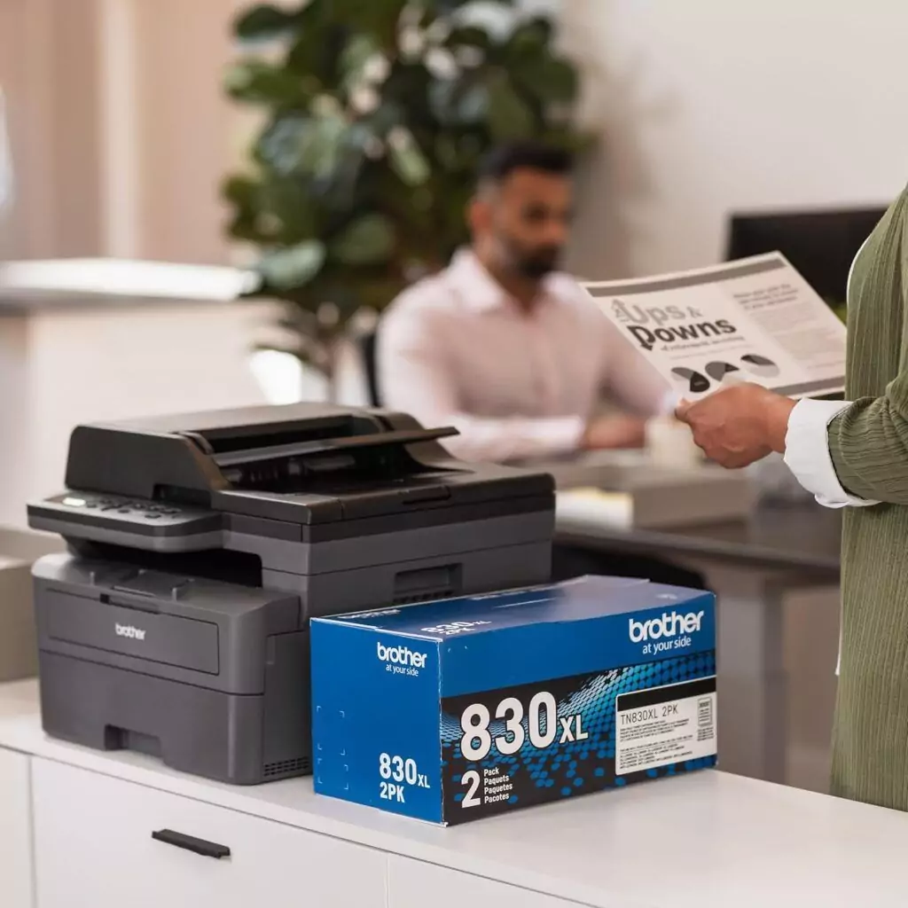 Wireless mono laser printer ideal for educators: Brother DCP-L2640DW offers seamless print, copy, and scan functions for efficient classroom setup.