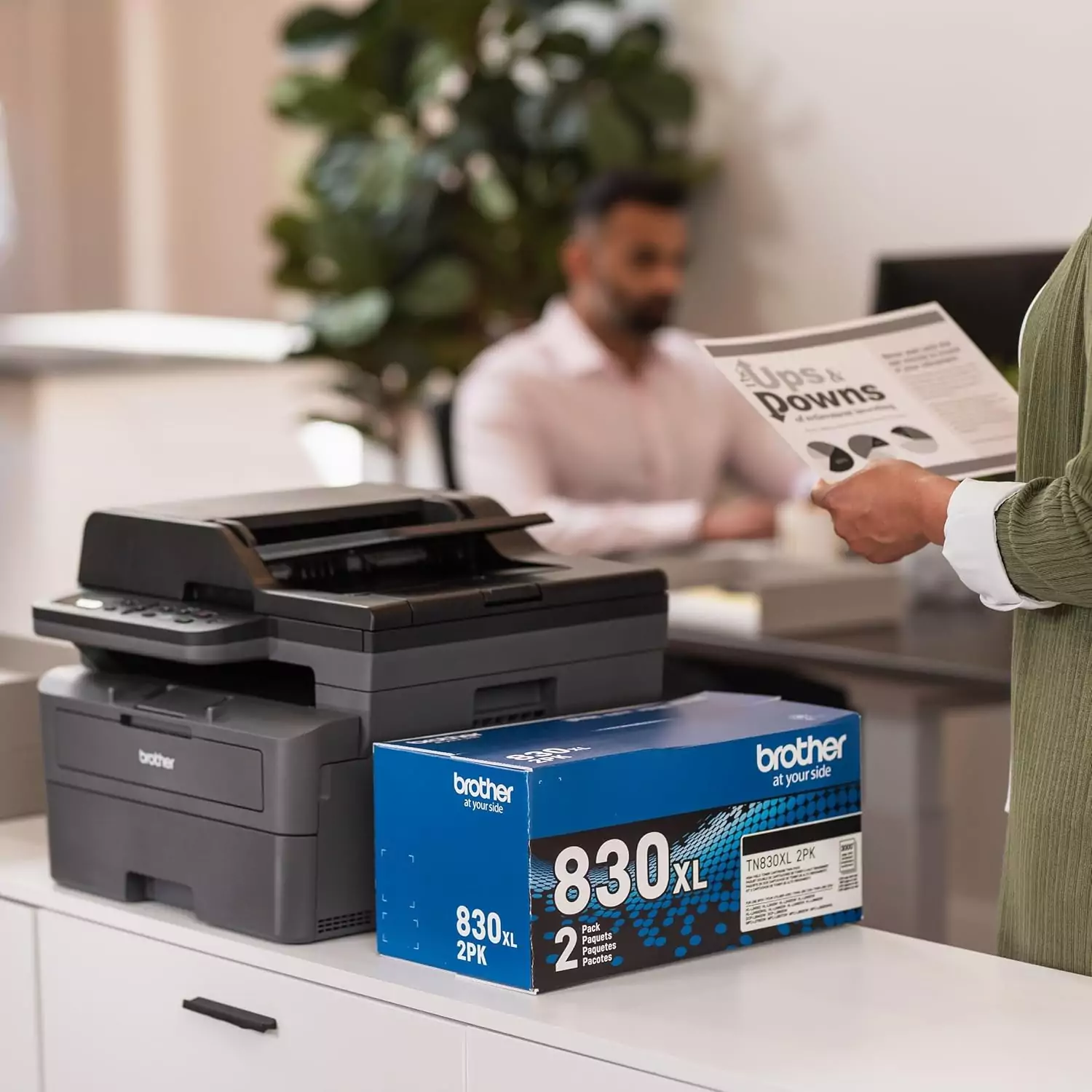 Wireless mono laser printer ideal for educators: Brother DCP-L2640DW offers seamless print, copy, and scan functions for efficient classroom setup.