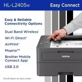 Brother HL-L2405W Wireless Laser Printer ideal for classroom use; supports mobile printing, offering educators a reliable and efficient printing solution.