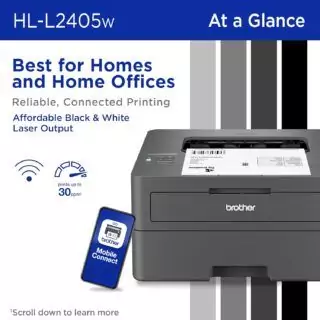 Brother HL-L2405W Wireless Monochrome Laser Printer ideal for classrooms; features mobile printing, enhancing educators' convenience and efficiency.