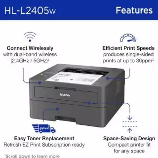 Enhance classroom productivity with the Brother HL-L2405W, a wireless monochrome laser printer ideal for educators and mobile printing needs.
