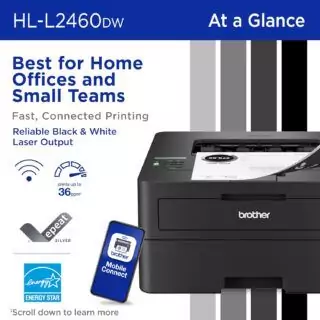 Wireless monochrome laser printer ideal for educators; features duplex printing and mobile setup for efficient, seamless classroom use.