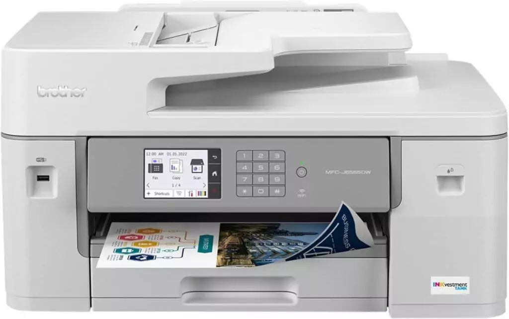 Brother MFC-J6555DW Inkvestment Tank color inkjet printer is ideal for educators, offering a year-long ink supply for efficient and uninterrupted printing.