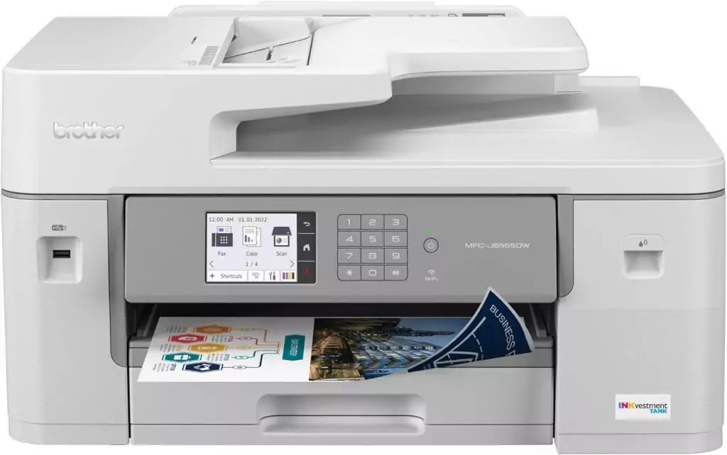 Brother Mfc J6555dw Inkvestment Tank Printer: Durable, cost-effective choice for educators, includes a one-year ink supply for uninterrupted printing.