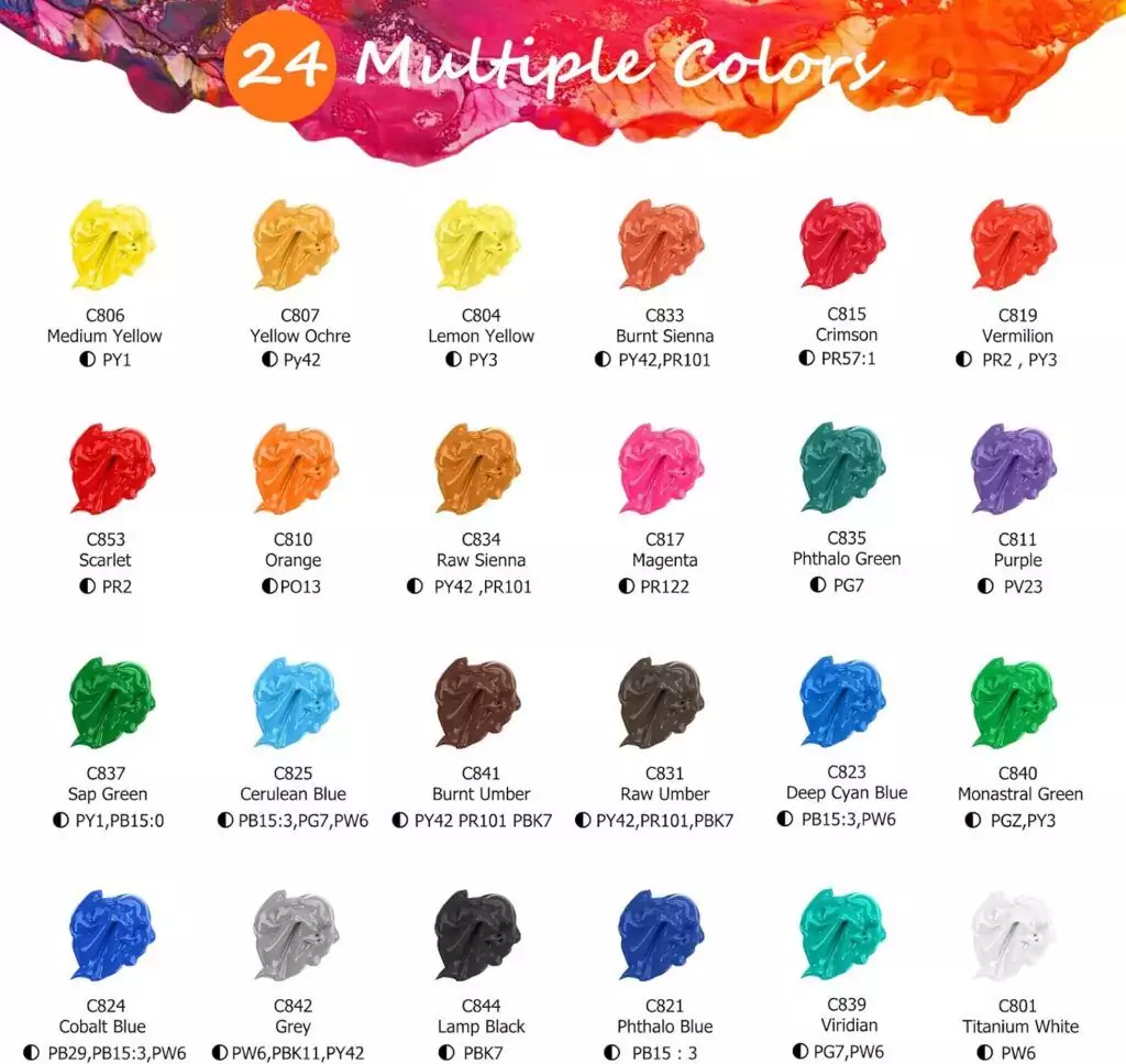 Caliart Acrylic Paint Set offers 24 vibrant colors and 12 brushes, perfect for educators seeking a comprehensive art supply kit.