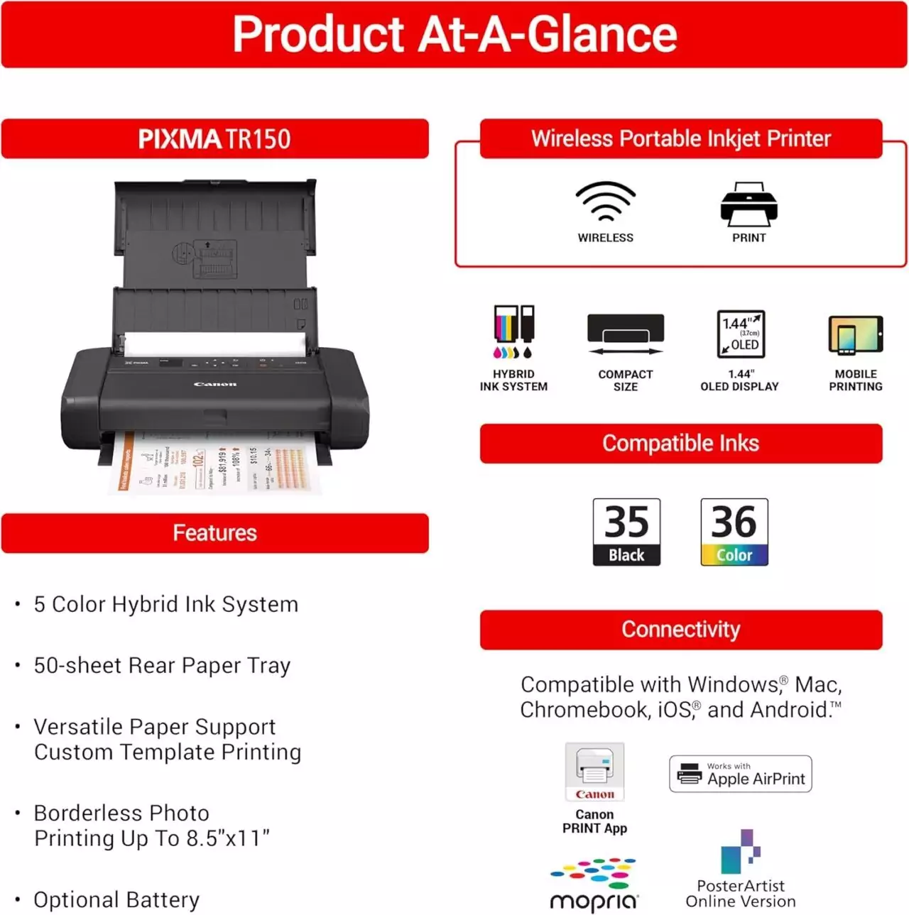 Compact and wireless, the Canon Pixma Tr150 is the perfect portable printing solution for educators needing reliable mobile printing on the go.