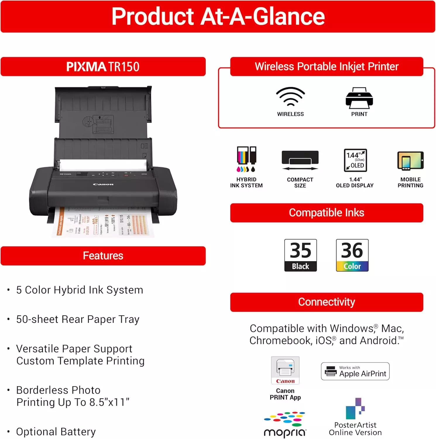 Compact and wireless, the Canon Pixma Tr150 is the perfect portable printing solution for educators needing reliable mobile printing on the go.