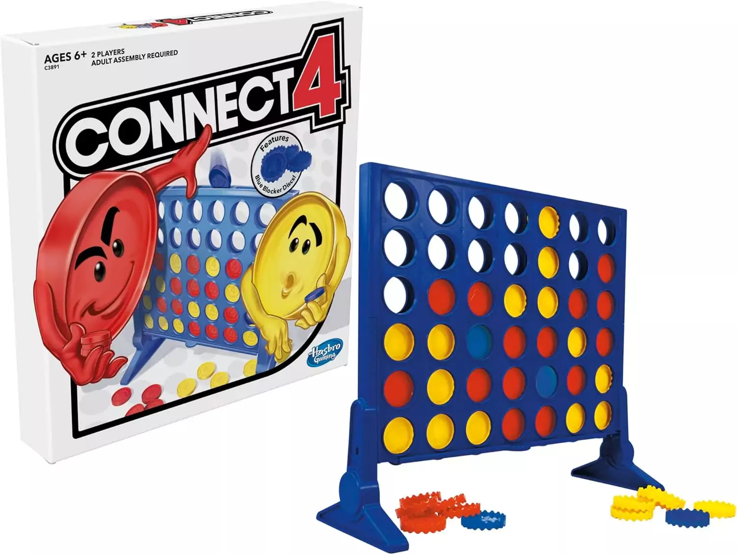 Children playing Connect 4, an educational strategy game for ages 6 and up, available exclusively on Amazon, enhancing kids
