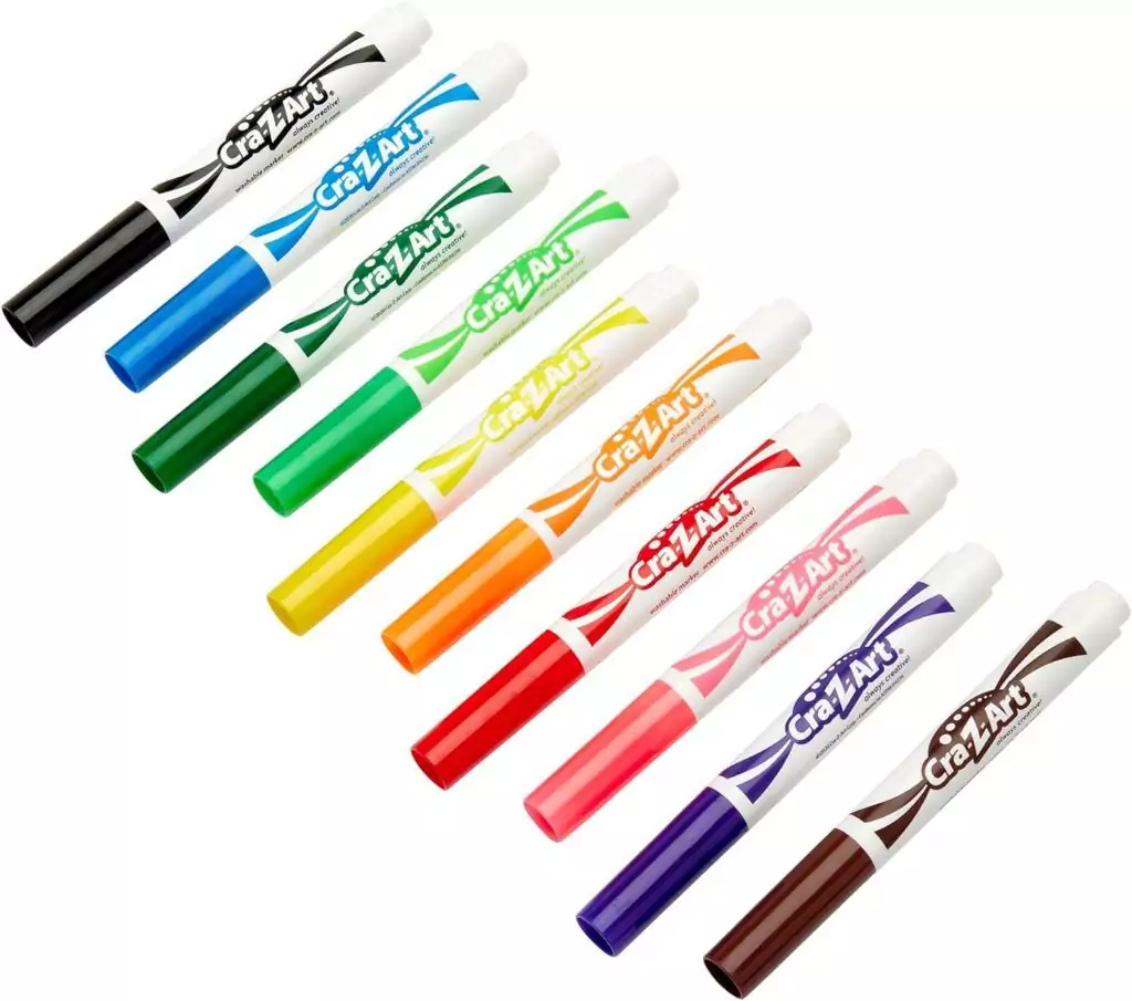 Cra Z Art 10-Pack Broad Tip Super Washable Markers in Assorted Colors, perfect for kids and ideal for educators' classroom activities.