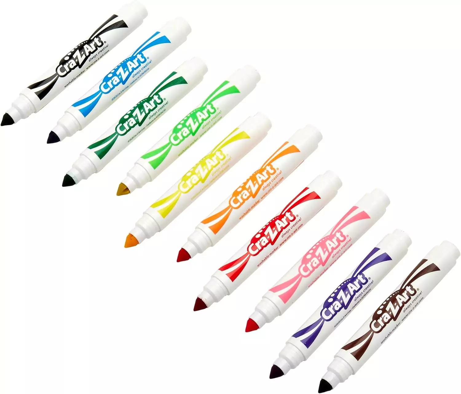 Cra-Z-Art Classic Super Washable Markers, 10-Pack with broad tips, perfect for kids
