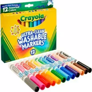 Crayola Washable Markers 12ct offer vibrant colors perfect for kids' arts, crafts, and classrooms, enhancing creativity with mess-free fun.