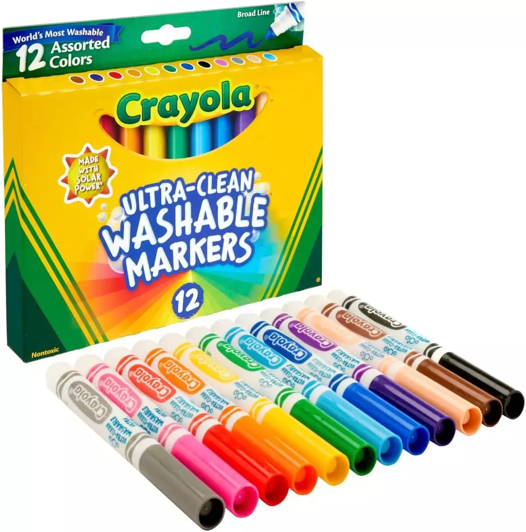 Crayola Washable Markers 12ct offer vibrant colors perfect for kids' arts, crafts, and classrooms, enhancing creativity with mess-free fun.