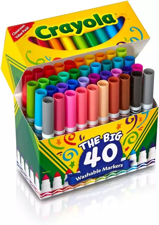 Crayola Washable Markers 40ct offer vibrant, kid-friendly colors perfect for classroom creativity, ensuring easy cleanup and endless artistic fun.