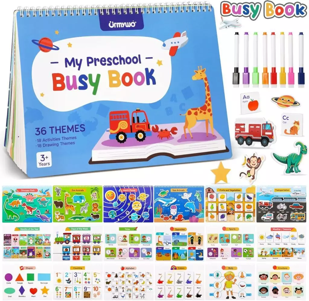Toddler Busy Book with 36 Themes Enhances Fine Motor Skills through Coloring Activities, Offering Engaging Preschool Fun