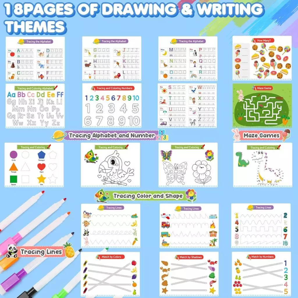 Enhance your toddler's motor skills with this engaging busy book featuring 36 themes for coloring and preschool learning activities. Perfect for early education.