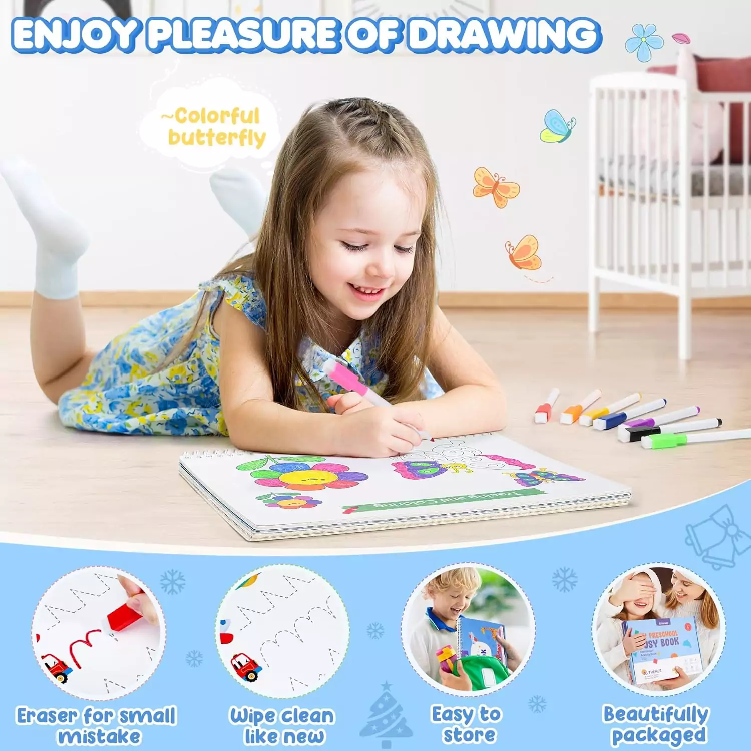 Toddler Busy Book: Enhance Fine Motor Skills with Coloring Activities and Themed Preschool Playtime for Engaging Early Learning Development
