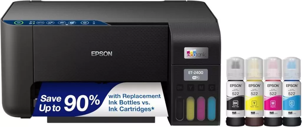 Epson Ecotank ET-2400 Wireless All-In-One Printer with Scan Copy, Perfect for Classroom Use and Educators Seeking Efficient Printing Solutions