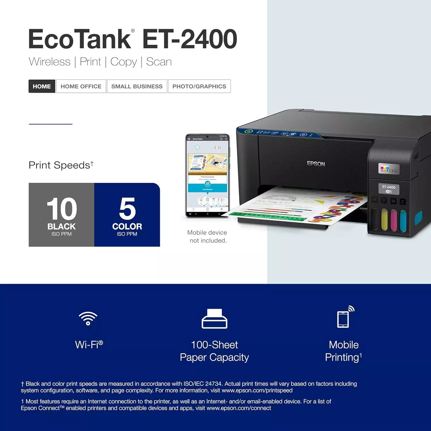 Epson Ecotank ET-2400 Wireless All-In-One Supertank Printer with Scan and Copy features, perfect for educators seeking efficient printing solutions.