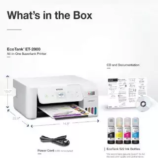 Epson EcoTank ET-2800 Printer: Wireless, Color, and Refillable; Ideal for Educators Seeking Cost-Effective Printing Solutions.