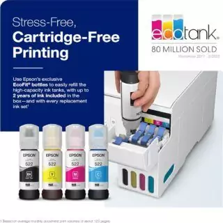 Epson EcoTank ET-2800 Wireless Printer: Efficient color printing with refillable ink tanks, ideal for educators with scan and copy features. Easy setup.