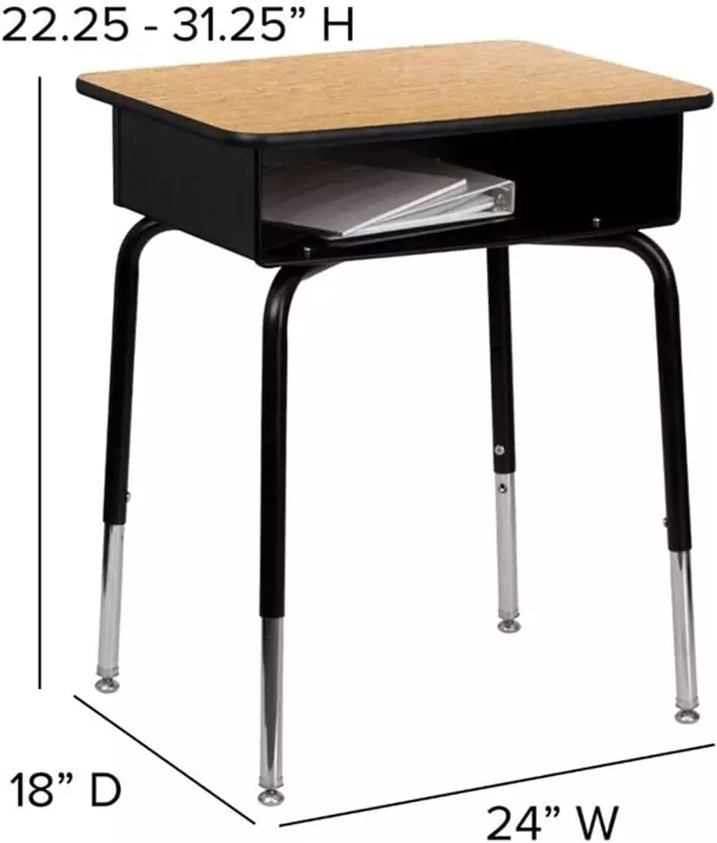 Flash Furniture Billie Adjustable Student Desk with 24x18 Metal Open Front Design, Ideal for Classroom Settings, Enhancing Student Comfort and Organization